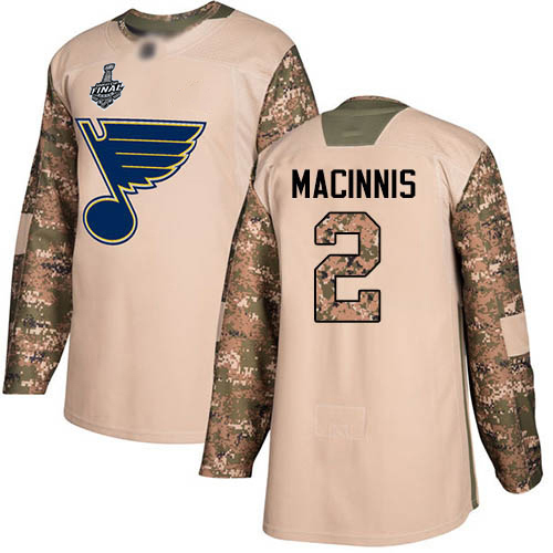 Blues #2 Al MacInnis Camo Authentic 2017 Veterans Day Stanley Cup Final Bound Stitched Hockey Jersey - Click Image to Close