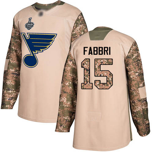 Blues #15 Robby Fabbri Camo Authentic 2017 Veterans Day Stanley Cup Final Bound Stitched Hockey Jersey - Click Image to Close