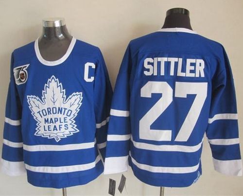 Maple Leafs #27 Darryl Sittler Blue 75th CCM Throwback Stitched NHL Jersey - Click Image to Close