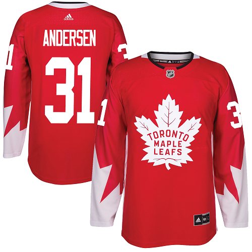 Adidas Maple Leafs #31 Frederik Andersen Red Team Canada Authentic Stitched NHL Jersey - Click Image to Close