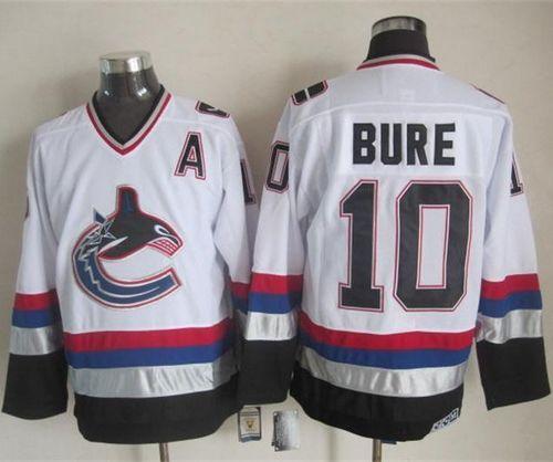 Canucks #10 Pavel Bure White/Black CCM Throwback Stitched NHL Jersey - Click Image to Close