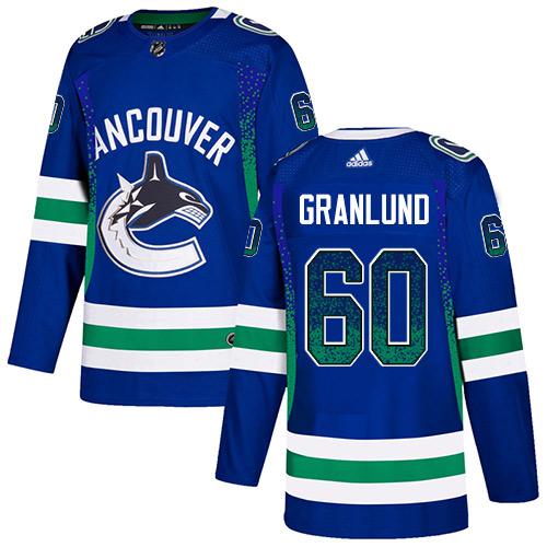 Adidas Canucks #60 Markus Granlund Blue Home Authentic Drift Fashion Stitched NHL Jersey - Click Image to Close