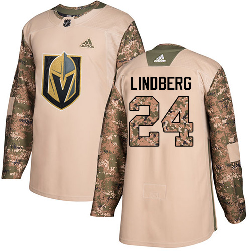 Adidas Golden Knights #24 Oscar Lindberg Camo Authentic 2017 Veterans Day Stitched NHL Jersey - Click Image to Close