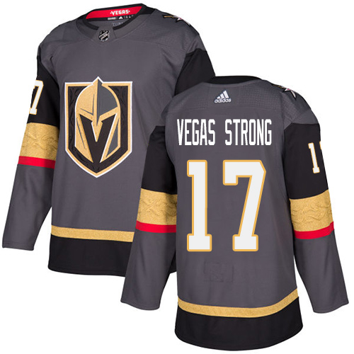 Adidas Golden Knights #17 Vegas Strong Grey Home Authentic Stitched NHL Jersey - Click Image to Close