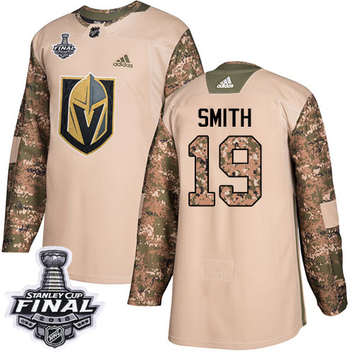 Adidas Golden Knights #19 Reilly Smith Camo Authentic 2017 Veterans Day 2018 Stanley Cup Final Stitched NHL Jersey - Click Image to Close