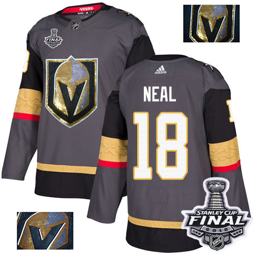 Adidas Golden Knights #18 James Neal Grey Home Authentic Fashion Gold 2018 Stanley Cup Final Stitched NHL Jersey - Click Image to Close