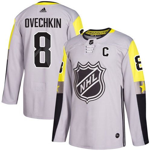 Adidas Capitals #8 Alex Ovechkin Gray 2018 All-Star Metro Division Authentic Stitched NHL Jersey - Click Image to Close