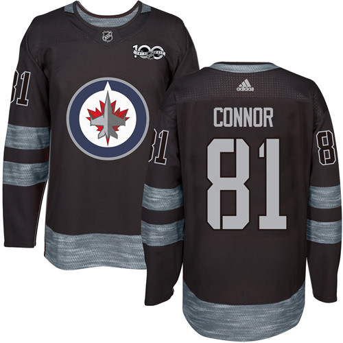 Adidas Jets #81 Kyle Connor Black 1917-2017 100th Anniversary Stitched NHL Jersey - Click Image to Close