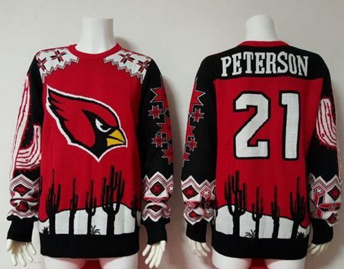 Nike Cardinals #21 Patrick Peterson Red/Black Men's Ugly Sweater