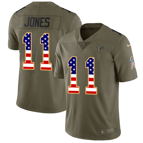 Nike Falcons #11 Julio Jones Olive/USA Flag Men's Stitched NFL Limited 2017 Salute To Service Jersey - Click Image to Close