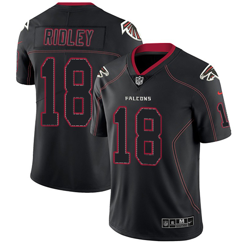 Nike Falcons #18 Calvin Ridley Lights Out Black Men's Stitched NFL Limited Rush Jersey - Click Image to Close