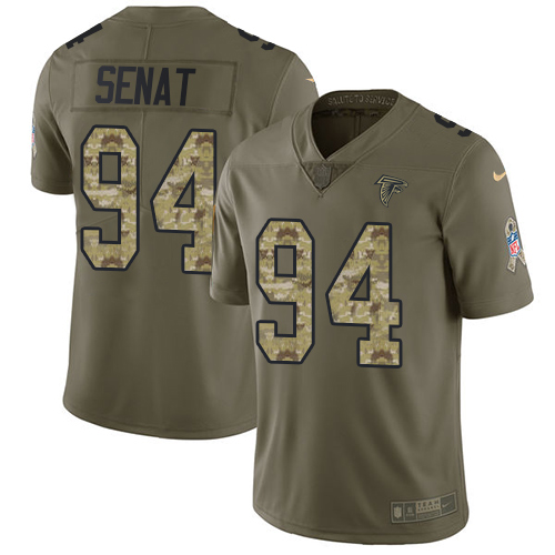 Nike Falcons #94 Deadrin Senat Olive/Camo Men's Stitched NFL Limited 2017 Salute To Service Jersey - Click Image to Close