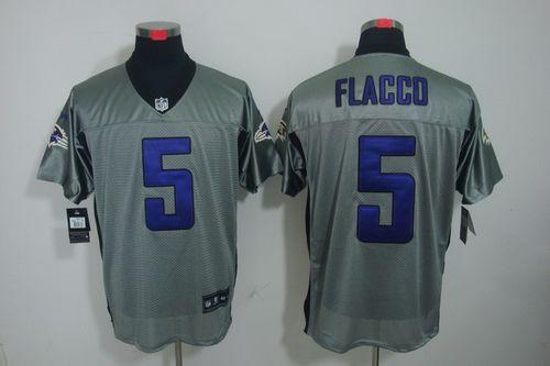 Nike Ravens #5 Joe Flacco Grey Shadow Men's Stitched NFL Elite Jersey - Click Image to Close