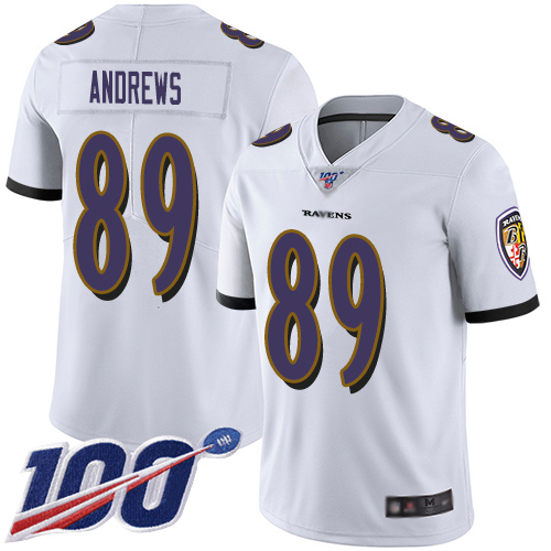 Ravens #89 Mark Andrews White Men's Stitched Football 100th Season Vapor Limited Jersey - Click Image to Close