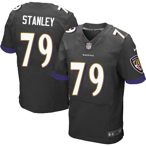 Nike Ravens #79 Ronnie Stanley Black Alternate Men's Stitched NFL New Elite Jersey - Click Image to Close