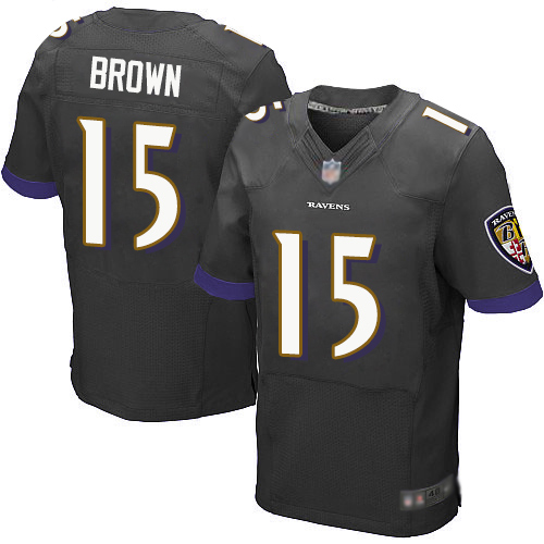 Ravens #15 Marquise Brown Black Alternate Men's Stitched Football New Elite Jersey - Click Image to Close