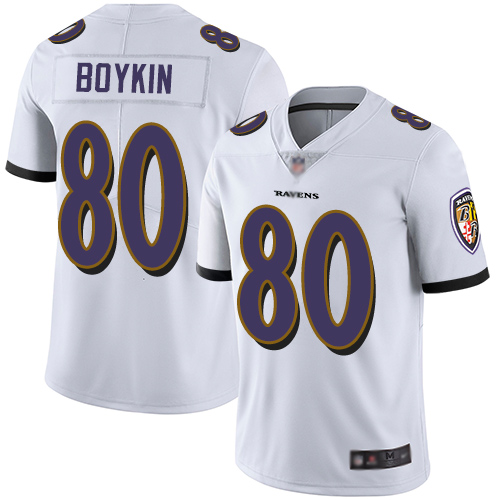 Ravens #80 Miles Boykin White Men's Stitched Football Vapor Untouchable Limited Jersey - Click Image to Close