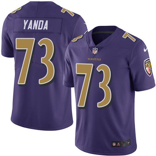 Nike Ravens #73 Marshal Yanda Purple Men's Stitched NFL Limited Rush Jersey - Click Image to Close