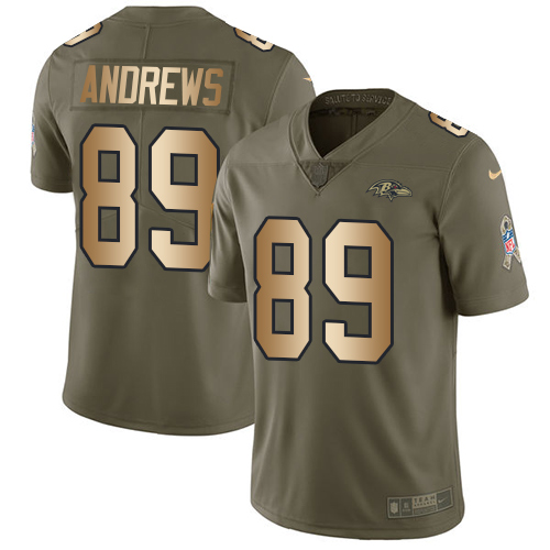 Nike Ravens #89 Mark Andrews Olive/Gold Men's Stitched NFL Limited 2017 Salute To Service Jersey - Click Image to Close