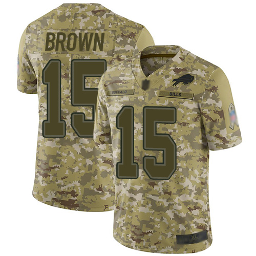 Bills #15 John Brown Camo Men's Stitched Football Limited 2018 Salute To Service Jersey - Click Image to Close