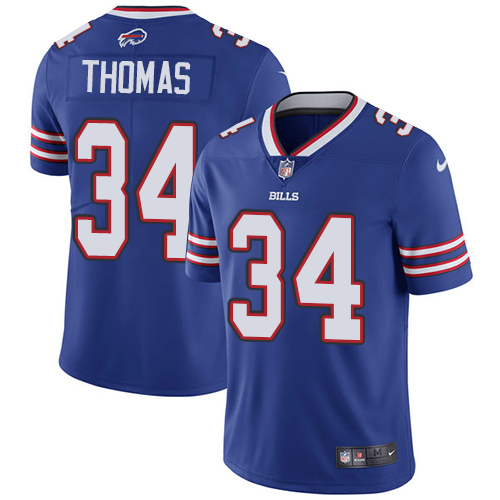 Nike Bills #34 Thurman Thomas Royal Blue Team Color Men's Stitched NFL Vapor Untouchable Limited Jersey - Click Image to Close