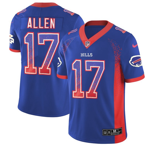 Nike Bills #17 Josh Allen Royal Blue Team Color Men's Stitched NFL Limited Rush Drift Fashion Jersey - Click Image to Close