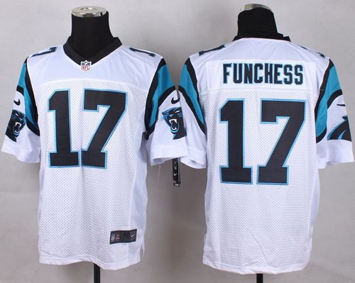 Nike Panthers #17 Devin Funchess White Men's Stitched NFL Elite Jersey - Click Image to Close