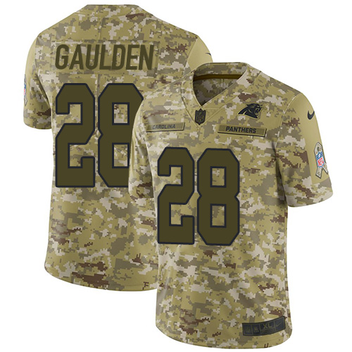 Nike Panthers #28 Rashaan Gaulden Camo Men's Stitched NFL Limited 2018 Salute To Service Jersey - Click Image to Close