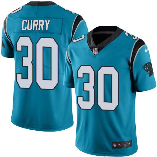 Nike Panthers #30 Stephen Curry Blue Men's Stitched NFL Limited Rush Jersey