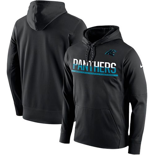 Men's Carolina Panthers Nike Black Sideline Circuit Pullover Performance Hoodie - Click Image to Close