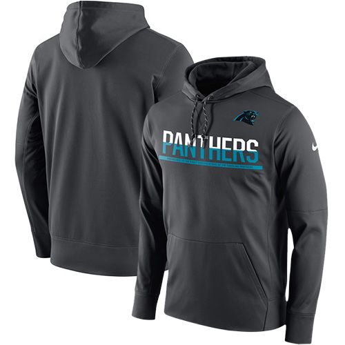 Men's Carolina Panthers Nike Sideline Circuit Anthracite Pullover Hoodie