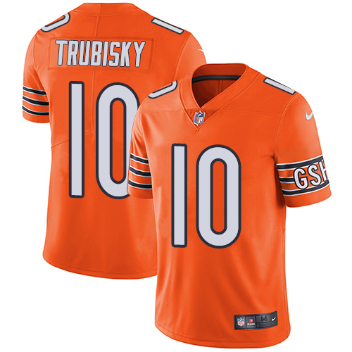 Nike Bears #10 Mitchell Trubisky Orange Men's Stitched NFL Limited Rush Jersey - Click Image to Close