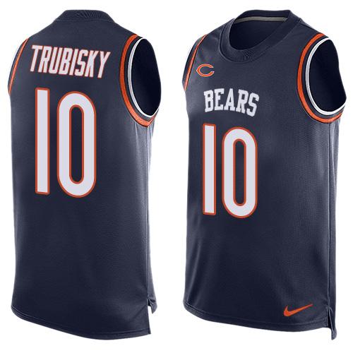 Nike Bears #10 Mitchell Trubisky Navy Blue Team Color Men's Stitched NFL Limited Tank Top Jersey - Click Image to Close