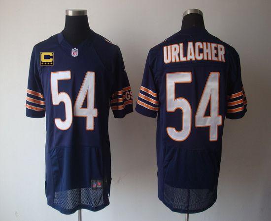 Nike Bears #54 Brian Urlacher Navy Blue Team Color With C Patch Men's Stitched NFL Elite Jersey