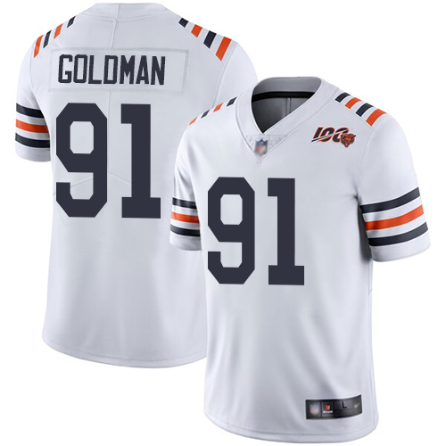 Bears #91 Eddie Goldman White Alternate Men's Stitched Football Vapor Untouchable Limited 100th Season Jersey - Click Image to Close