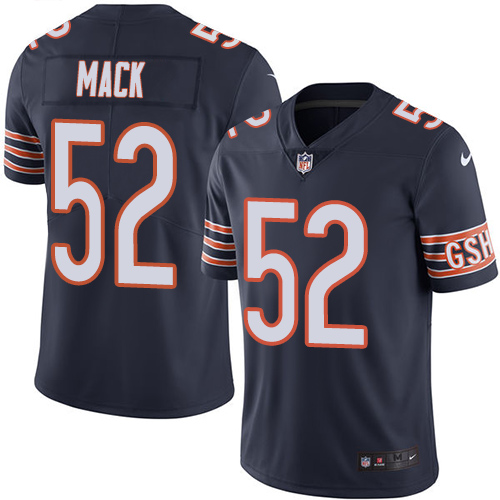 Nike Bears #52 Khalil Mack Navy Blue Team Color Men's Stitched NFL Vapor Untouchable Limited Jersey - Click Image to Close