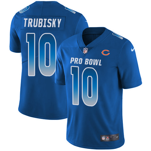 Nike Bears #10 Mitchell Trubisky Royal Men's Stitched NFL Limited NFC 2019 Pro Bowl Jersey - Click Image to Close