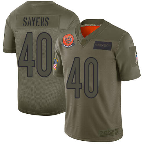 Bears #40 Gale Sayers Camo Men's Stitched Football Limited 2019 Salute To Service Jersey - Click Image to Close