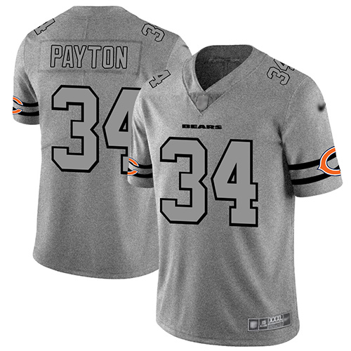 Bears #34 Walter Payton Gray Men's Stitched Football Limited Team Logo Gridiron Jersey