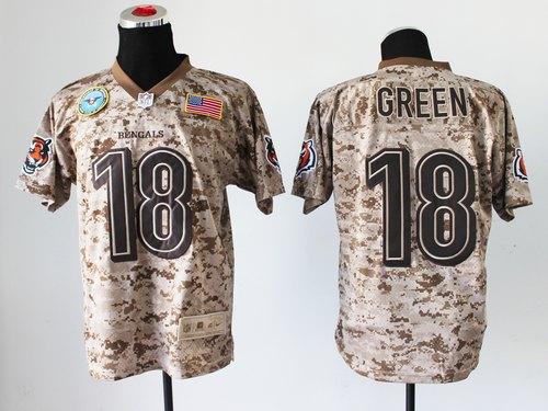 Nike Bengals #18 A.J. Green Camo Men's Stitched NFL New Elite USMC Jersey - Click Image to Close