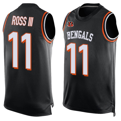 Bengals #11 John Ross III Black Team Color Men's Stitched Football Limited Tank Top Jersey - Click Image to Close