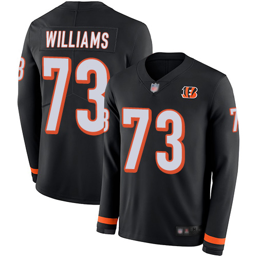 Bengals #73 Jonah Williams Black Team Color Men's Stitched Football Limited Therma Long Sleeve Jersey - Click Image to Close