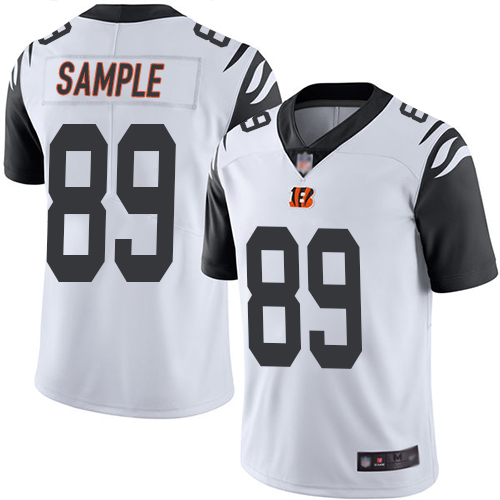 Bengals #89 Drew Sample White Men's Stitched Football Limited Rush Jersey - Click Image to Close