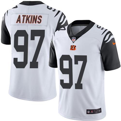 Nike Bengals #97 Geno Atkins White Men's Stitched NFL Limited Rush Jersey