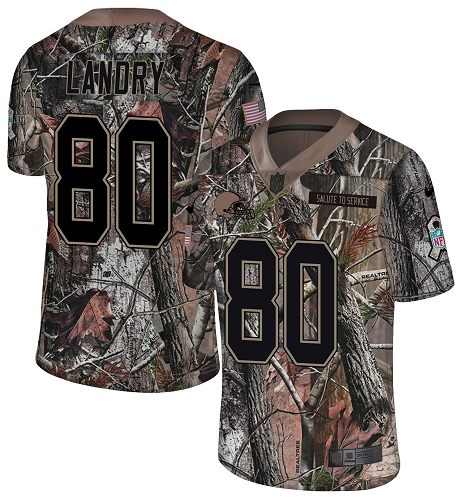 Nike Browns #80 Jarvis Landry Camo Men's Stitched NFL Limited Rush Realtree Jersey