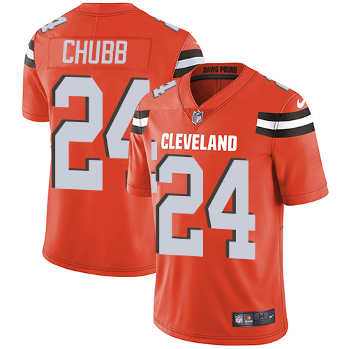 Nike Browns #24 Nick Chubb Orange Alternate Men's Stitched NFL Vapor Untouchable Limited Jersey