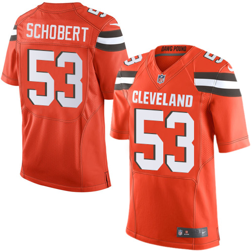 Nike Browns #53 Joe Schobert Orange Alternate Men's Stitched NFL New Elite Jersey - Click Image to Close