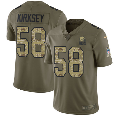 Nike Browns #58 Christian Kirksey Olive/Camo Men's Stitched NFL Limited 2017 Salute To Service Jersey - Click Image to Close