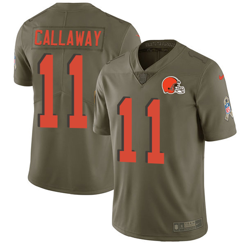 Nike Browns #11 Antonio Callaway Olive Men's Stitched NFL Limited 2017 Salute To Service Jersey - Click Image to Close