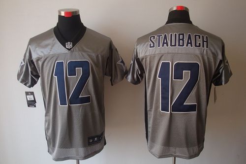 Nike Cowboys #12 Roger Staubach Grey Shadow Men's Stitched NFL Elite Jersey